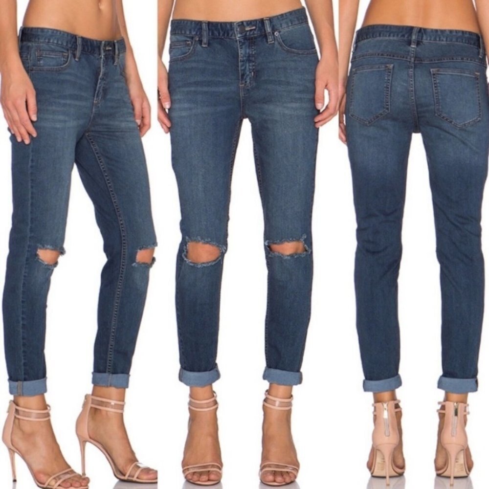 Free People Skinny Jeans Busted‎ Knee Josie Destroyed Distressed Size 25 Denim